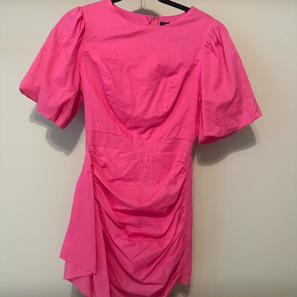 Ruched puff sleeve mini dress